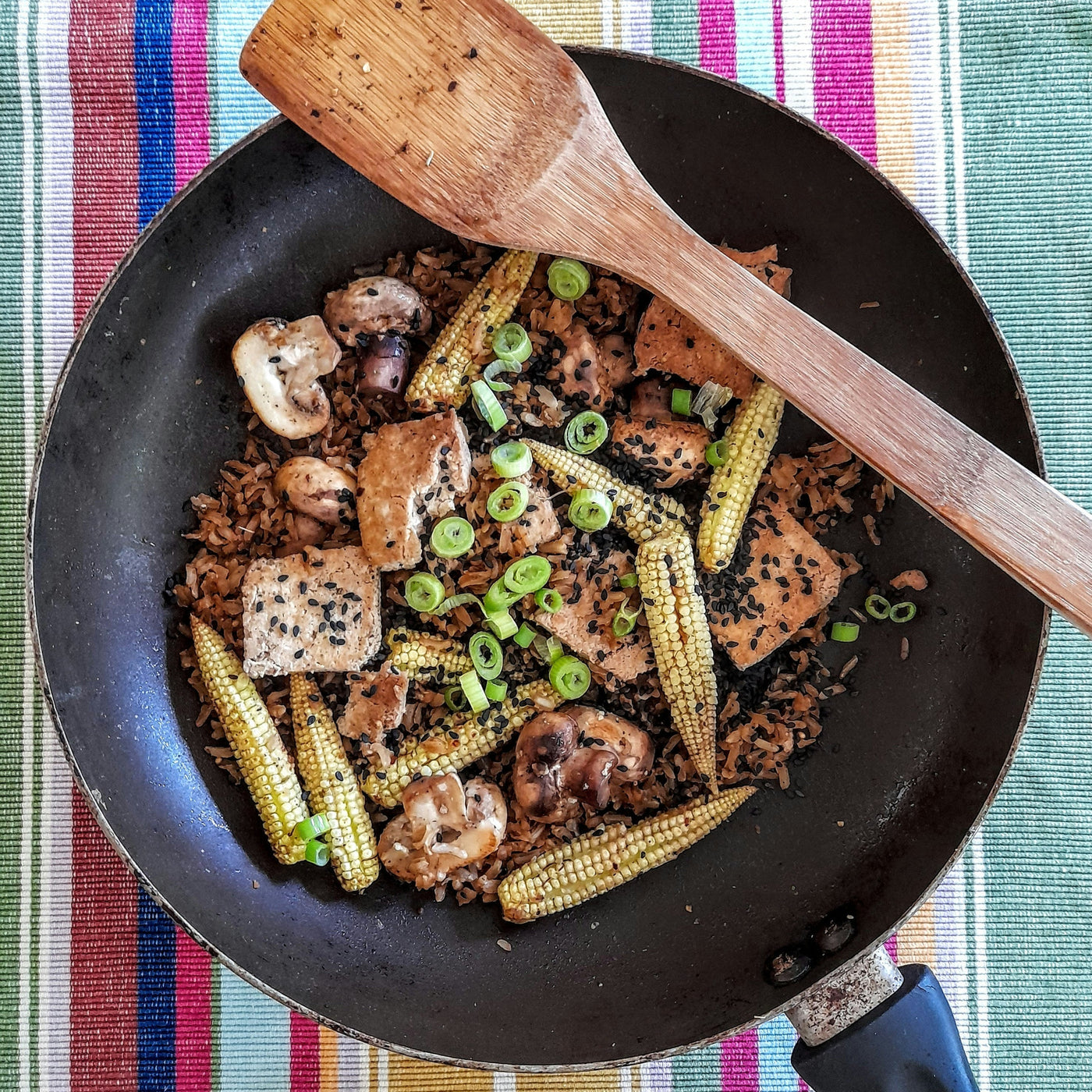 Cajun Tofu and Rice Stir-Fry with Baby Corn - Killerspice