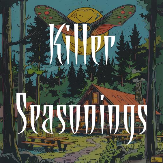 Killer seasonings - a clown in a kitchen.