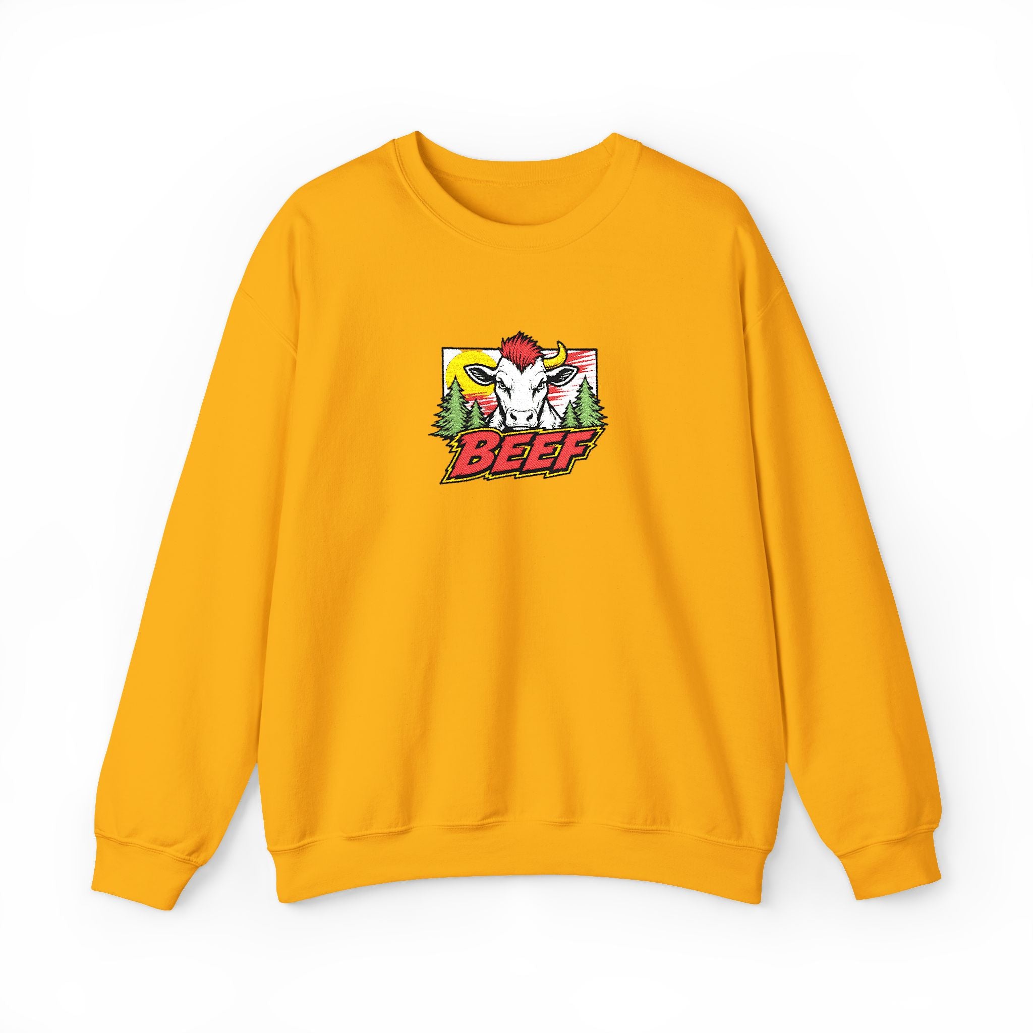 Crewneck Sweatshirt Retro Comic Rooster "BEEF" Graphic