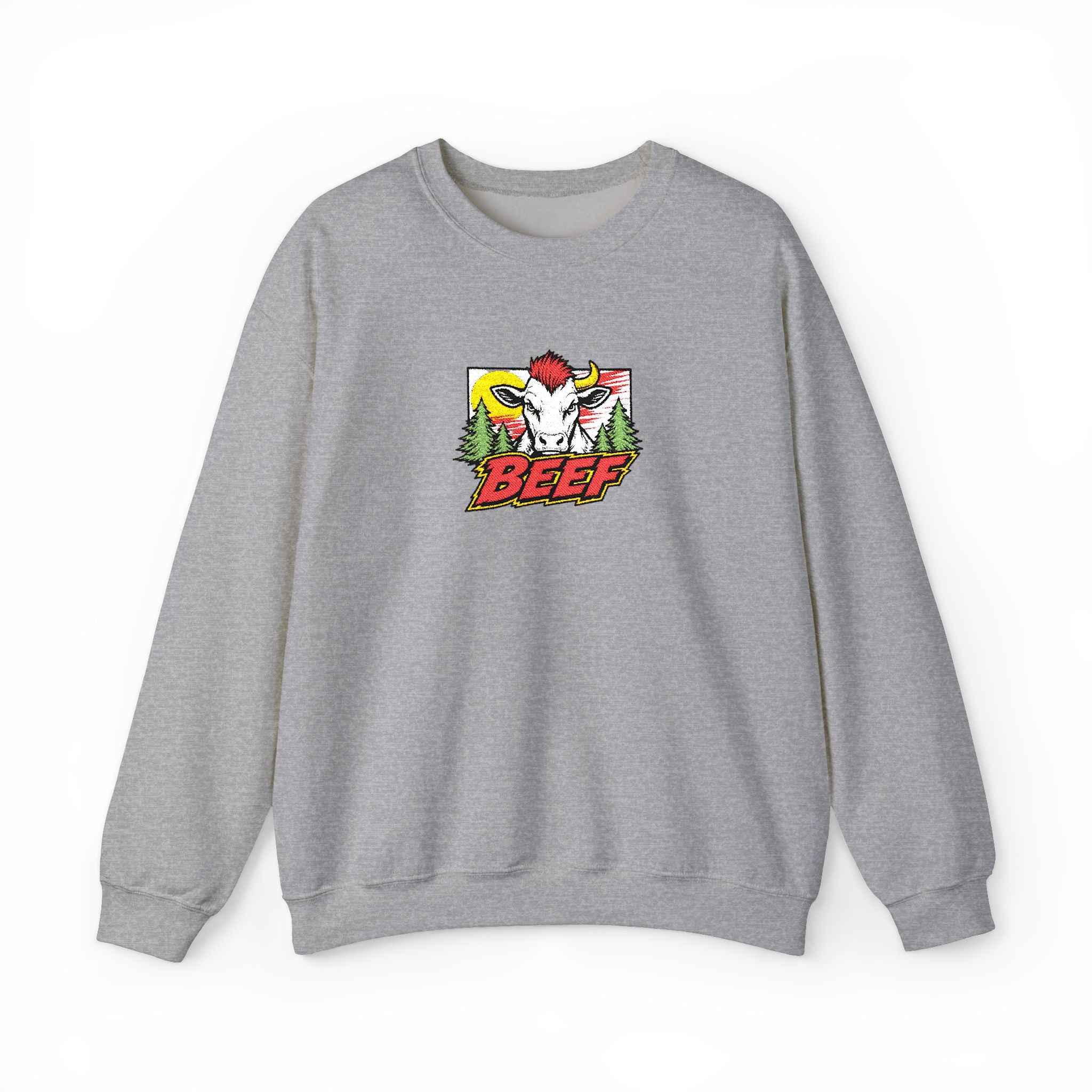 Crewneck Sweatshirt Retro Comic Rooster "BEEF" Graphic