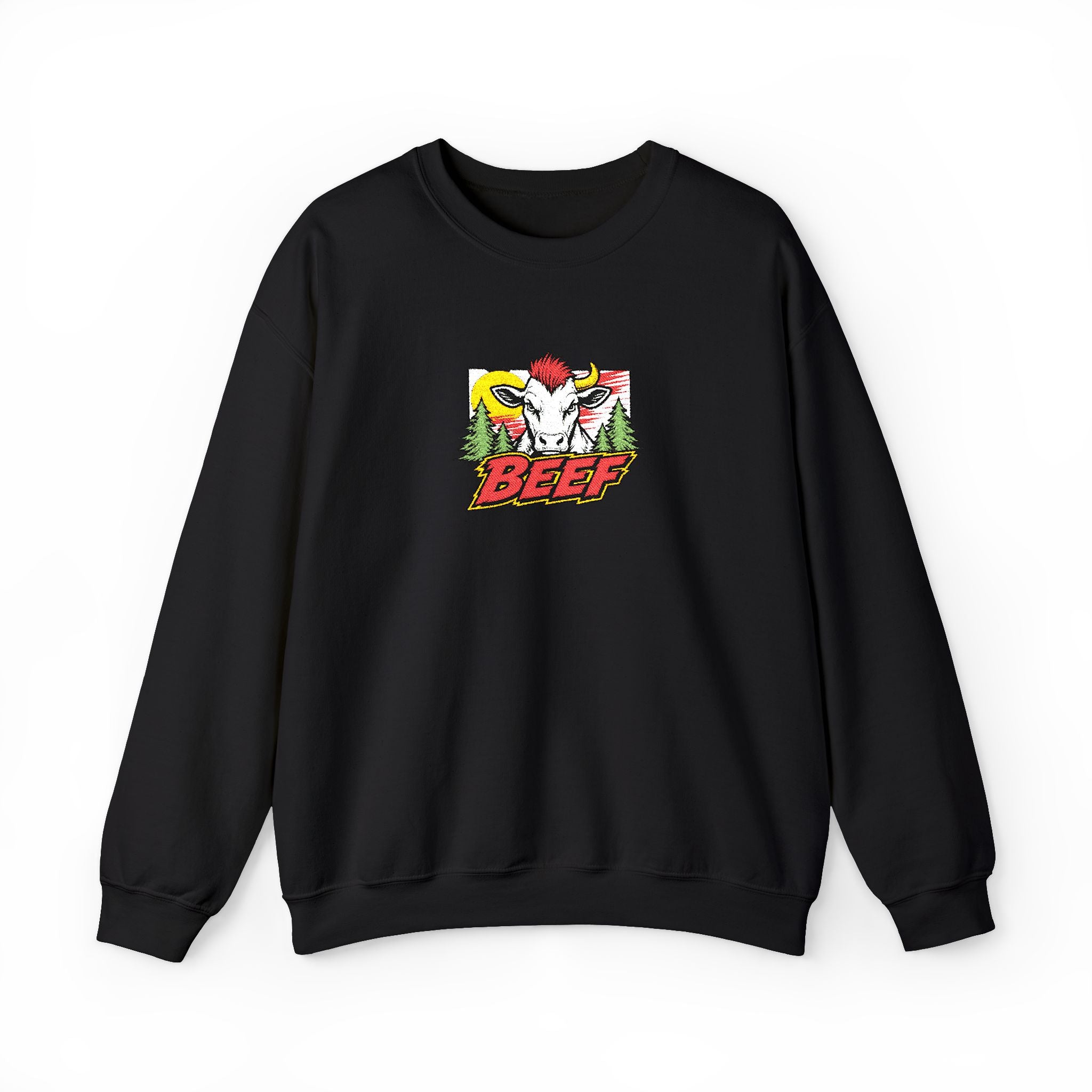 Crewneck Sweatshirt Retro Comic Rooster "BEEF" Graphic