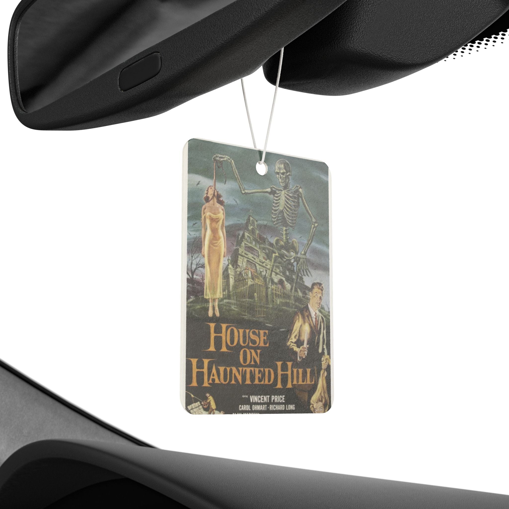 Haunted House Car Air Freshener — Vintage "House on Haunted Hill" Poster Scented Ornament