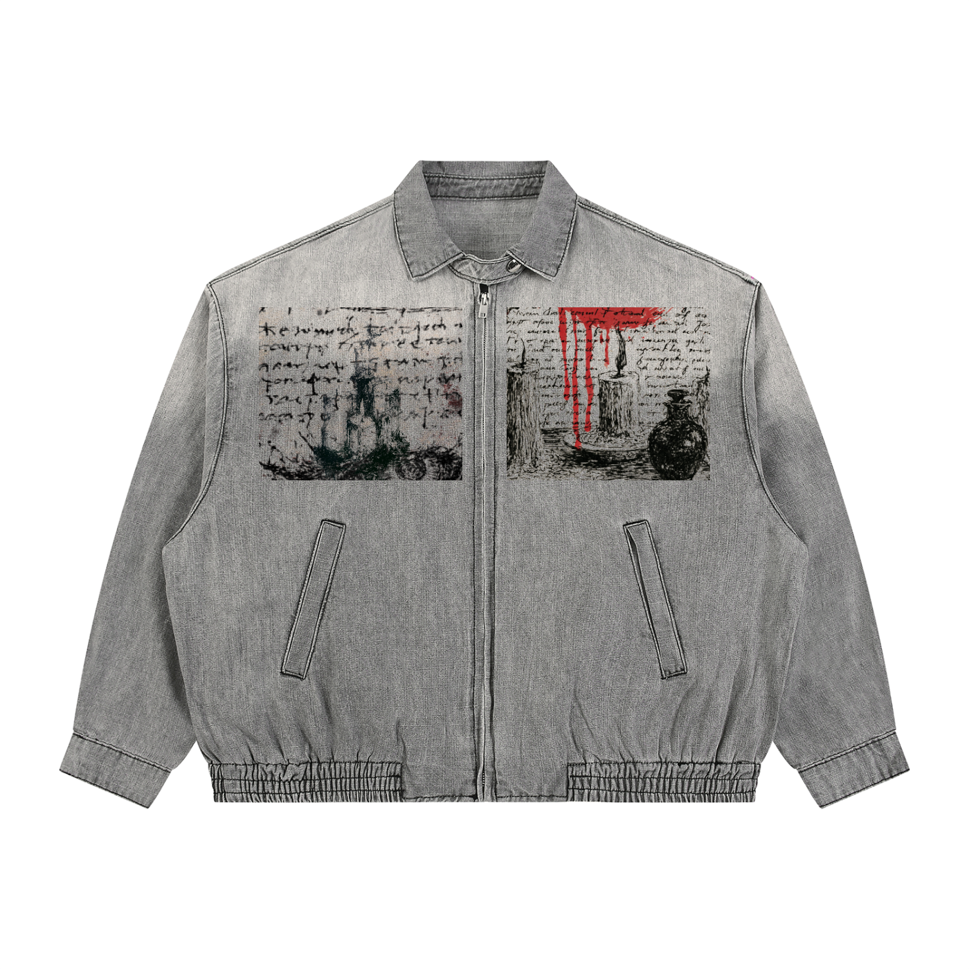 Unisex Vintage Wash Full-Zip Denim Jacket