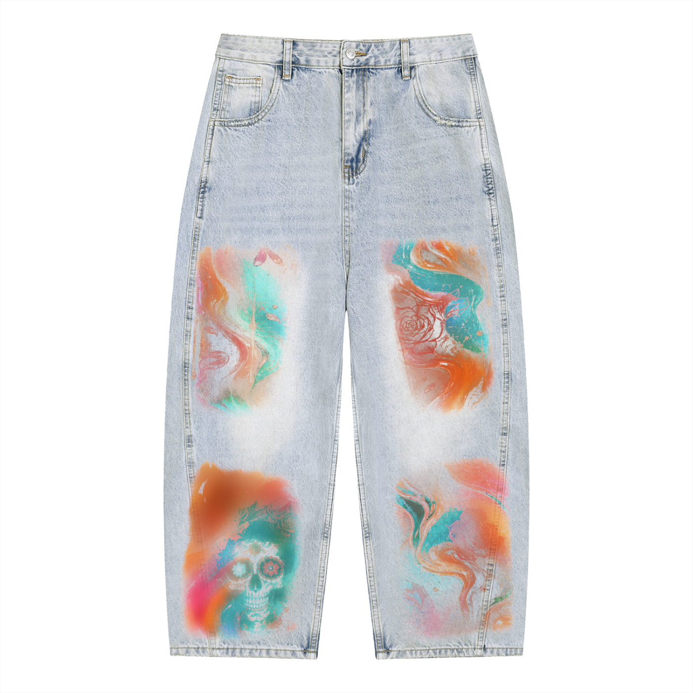 Men's Vintage Wash Sunfade Barrel Leg Jeans