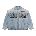 Unisex Vintage Wash Full-Zip Denim Jacket