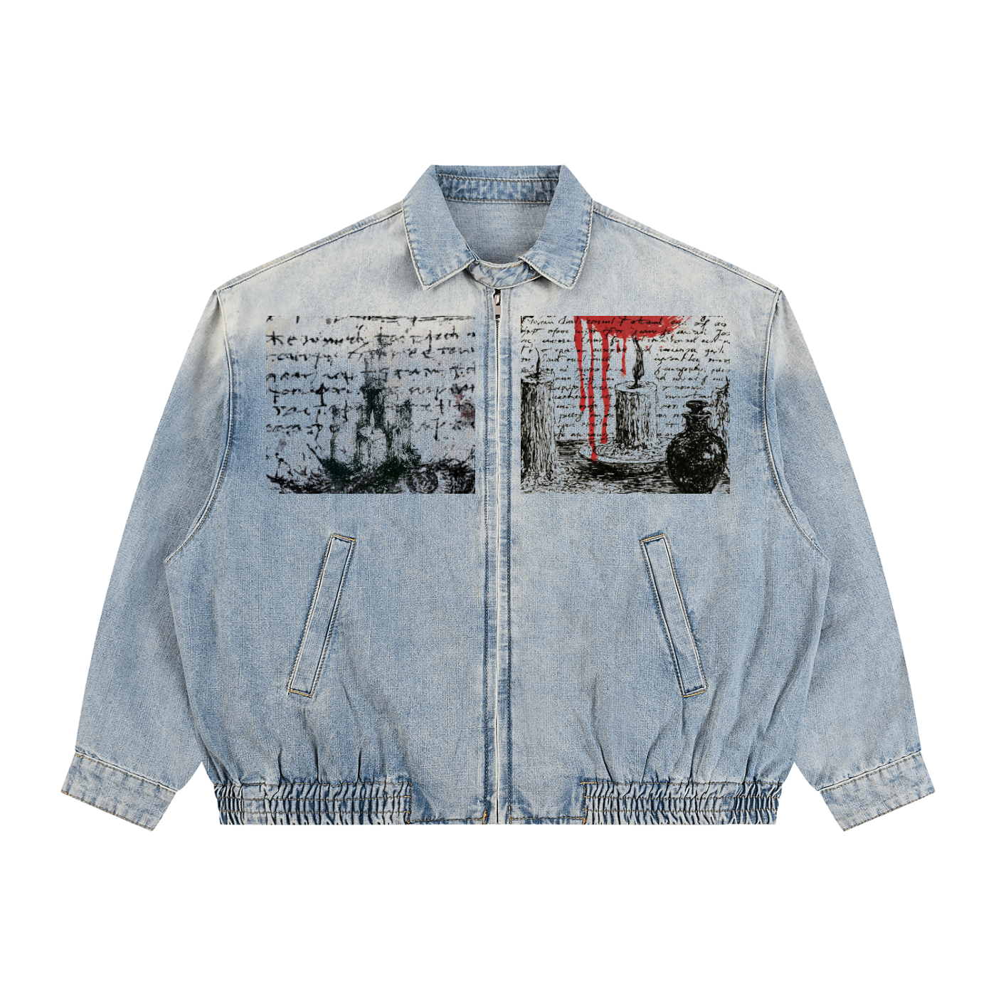 Unisex Vintage Wash Full-Zip Denim Jacket