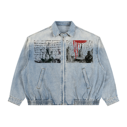Unisex Vintage Wash Full-Zip Denim Jacket