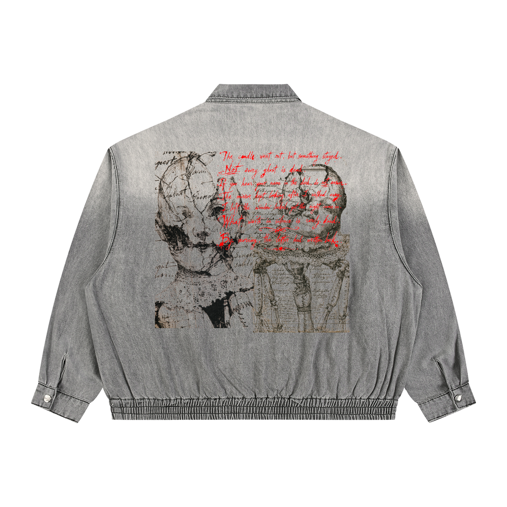 Unisex Vintage Wash Full-Zip Denim Jacket