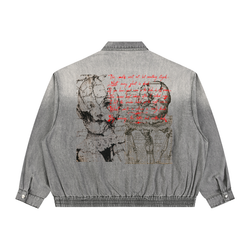 Unisex Vintage Wash Full-Zip Denim Jacket