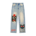Sun Fade Raw Hem Denim Jeans