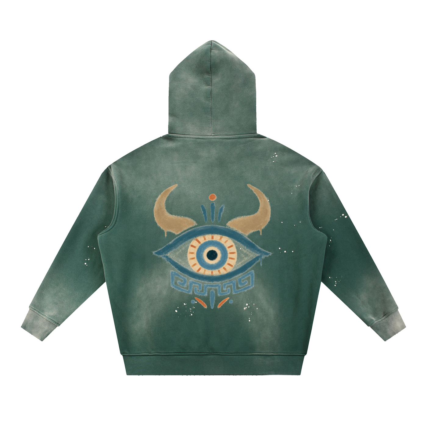 Vintage Washed Frayed Fleece Hoodie