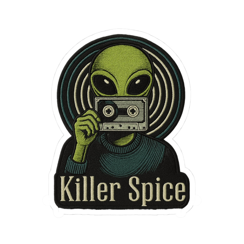 Killer Spice Alien Cassette Sticker Retro Sci‑Fi Kiss‑Cut Sticker