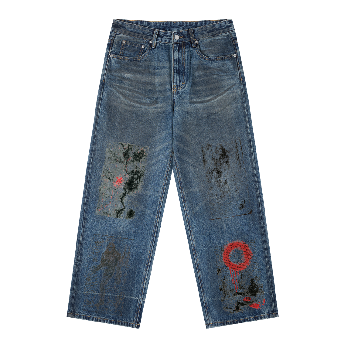 Vintage Wash Baggy Denim Jeans