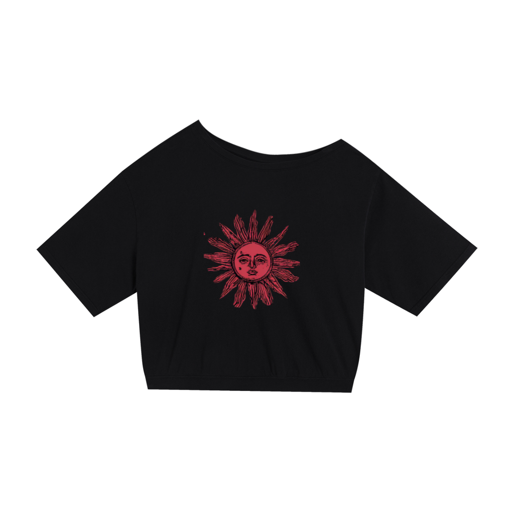 Rising Sun Asymmetric Shoulder Oversized Cotton T-Shirt