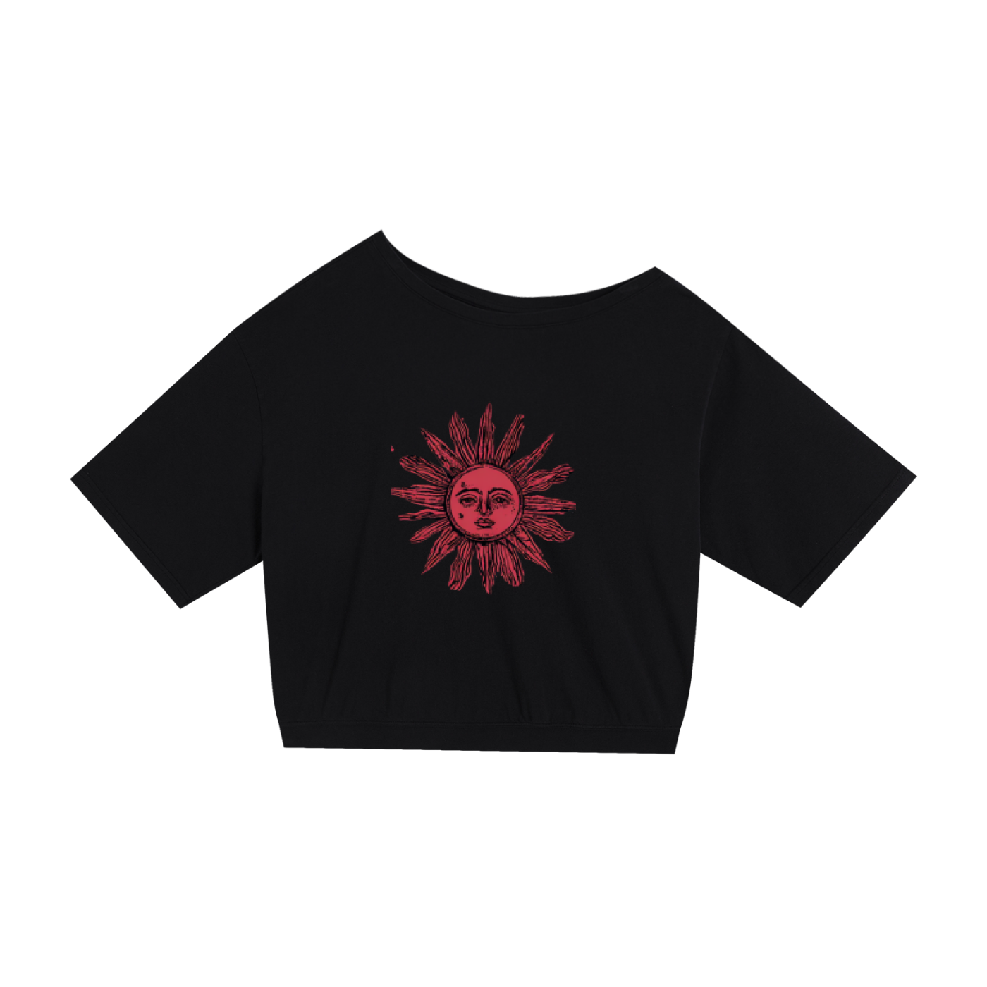 Rising Sun Asymmetric Shoulder Oversized Cotton T-Shirt