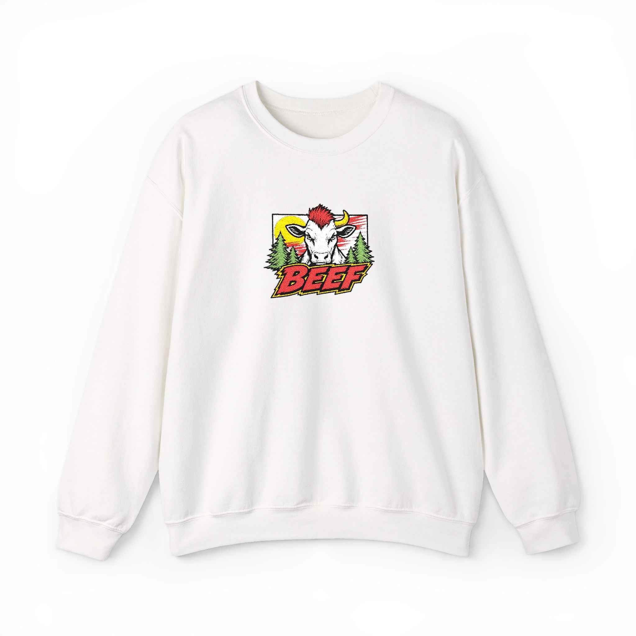 Crewneck Sweatshirt Retro Comic Rooster "BEEF" Graphic