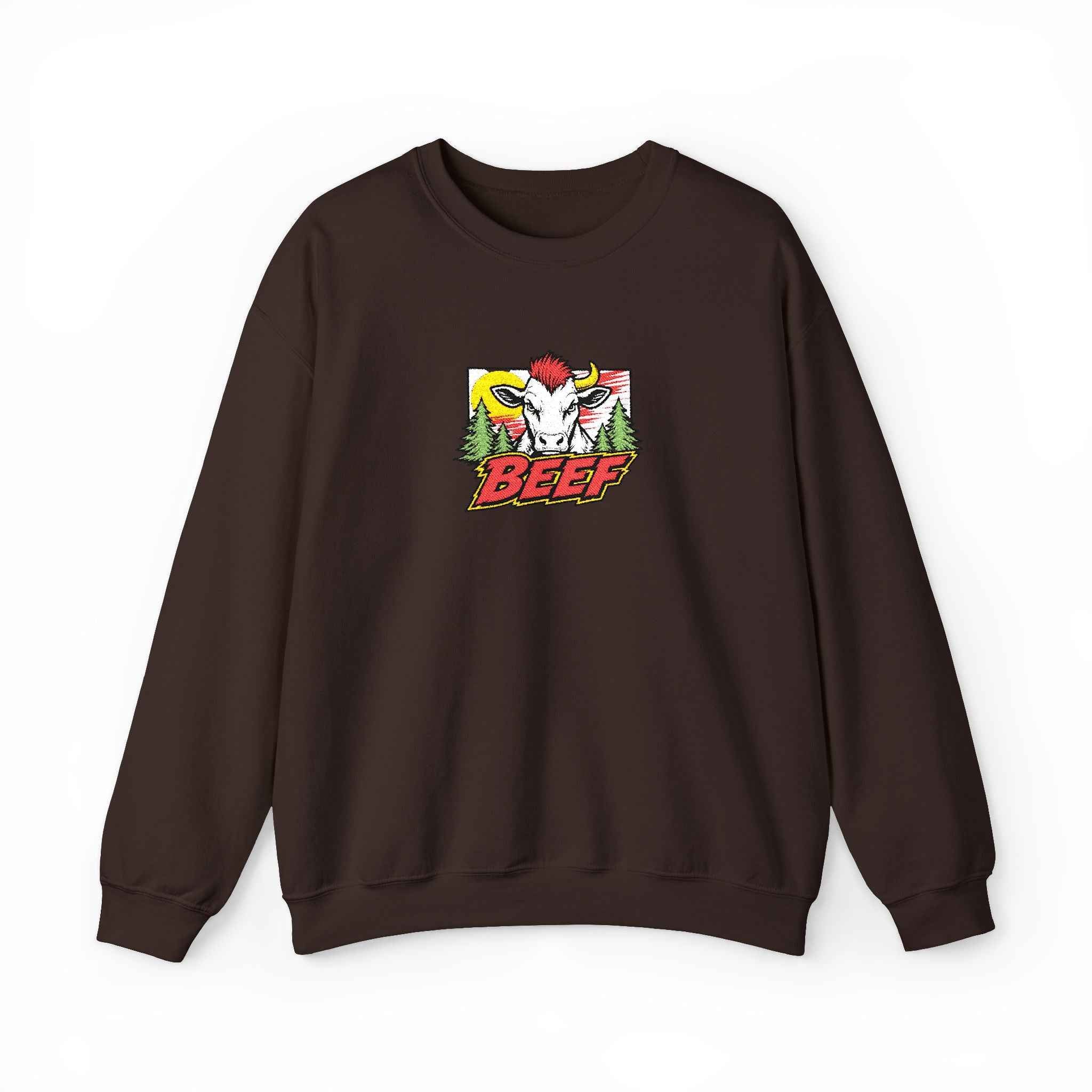 Crewneck Sweatshirt Retro Comic Rooster "BEEF" Graphic