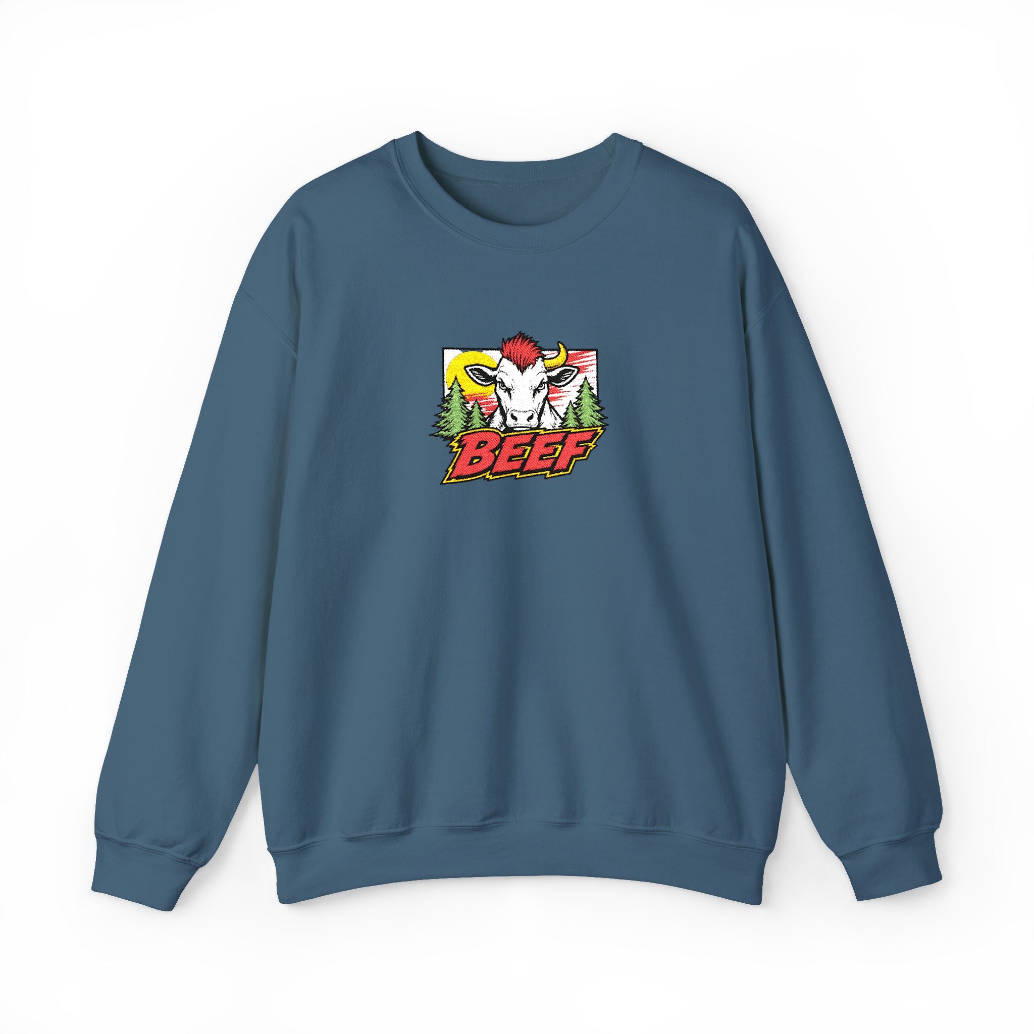 Crewneck Sweatshirt Retro Comic Rooster "BEEF" Graphic