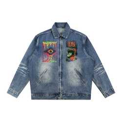 Vintage Wash Zip Up Denim Jacket
