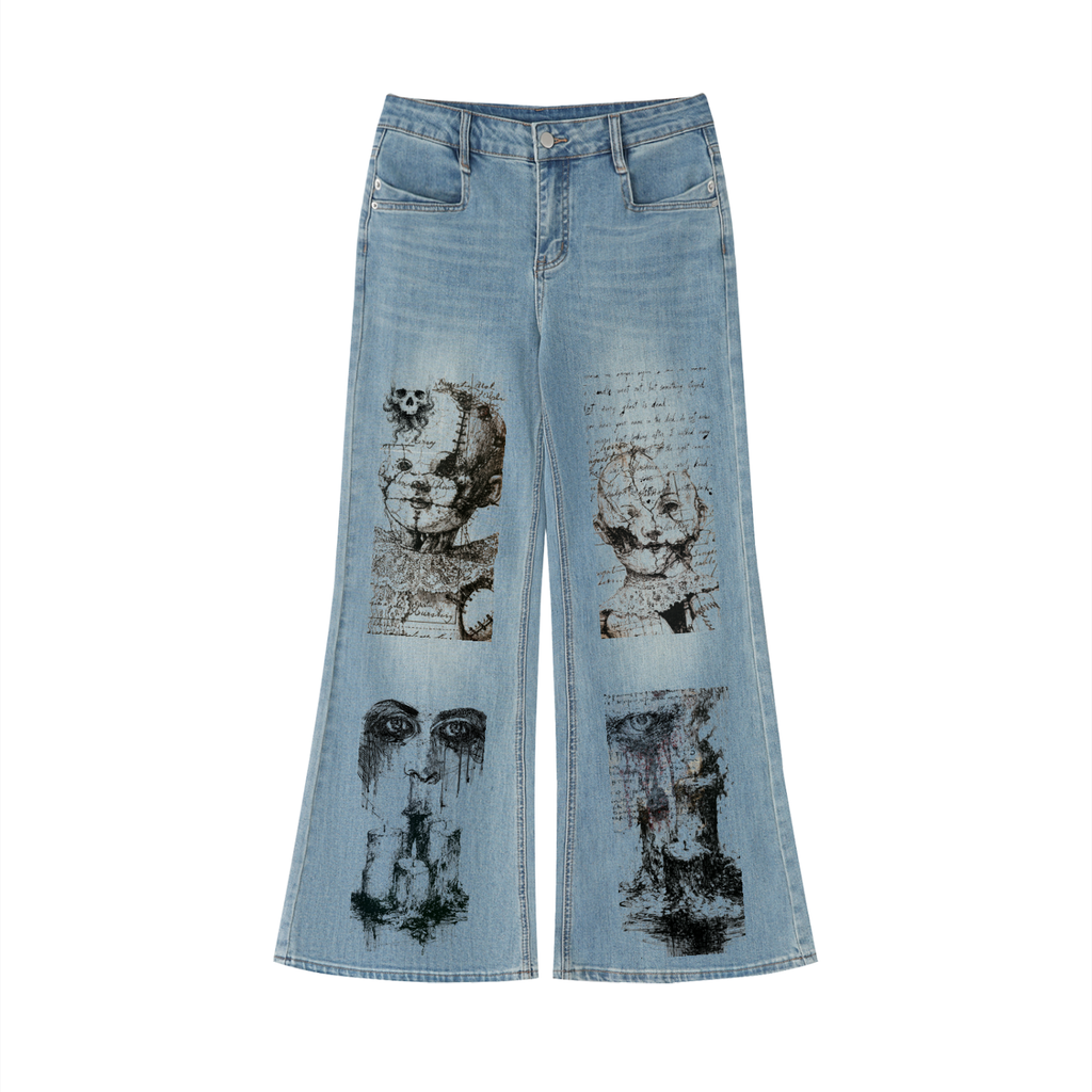 Women's Vintage Wash Flared Leg Jeans