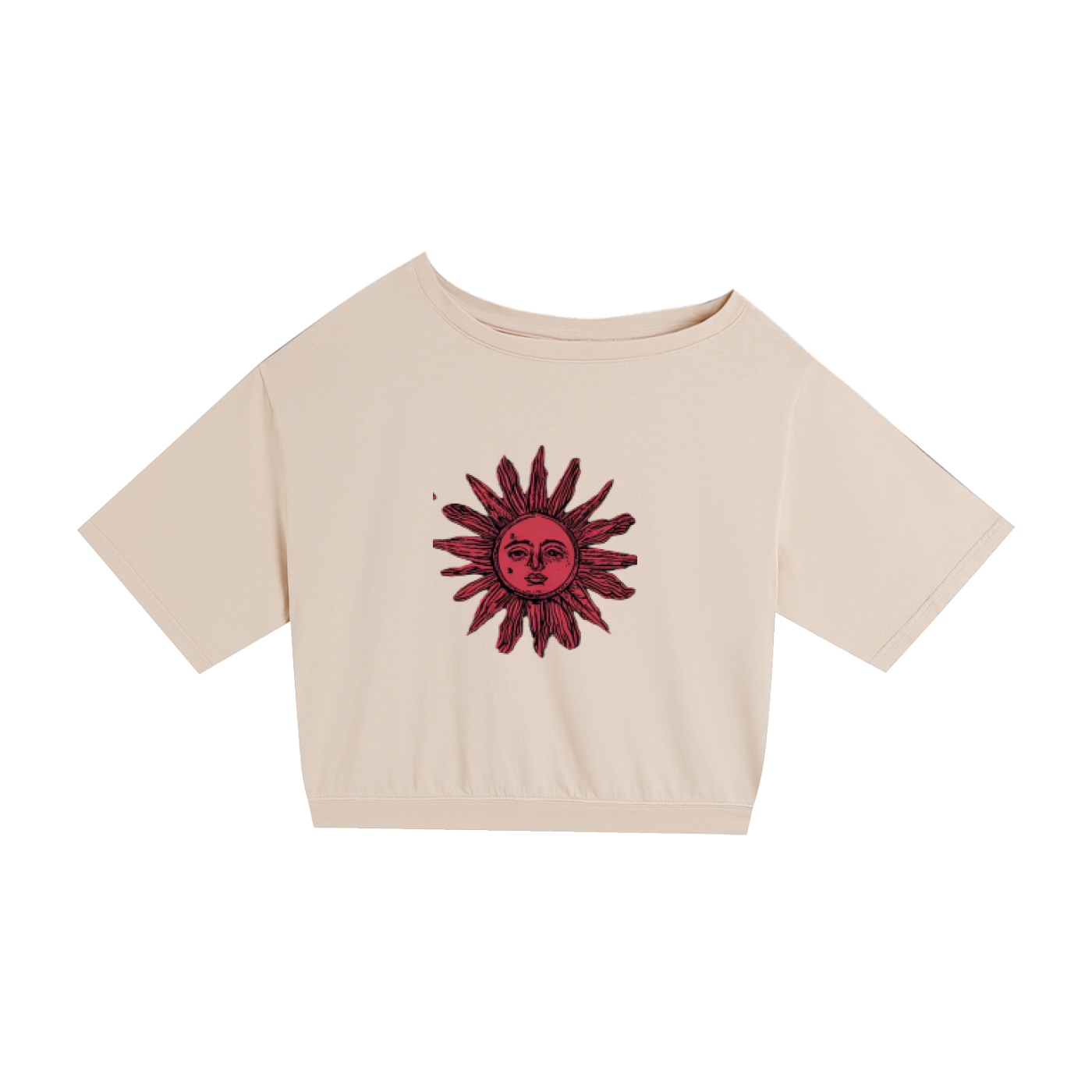 Rising Sun Asymmetric Shoulder Oversized Cotton T-Shirt