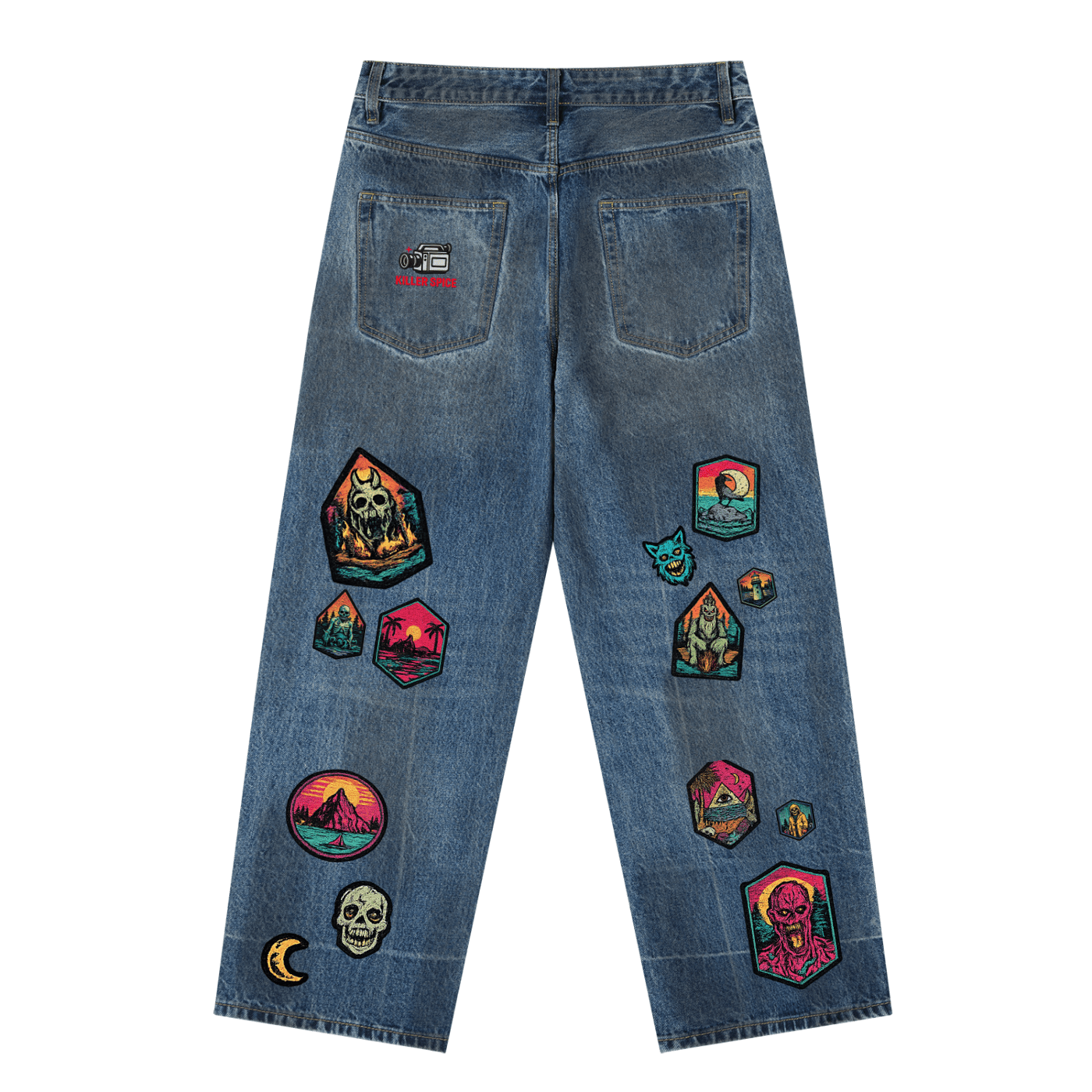 Creature Collection Baggy Patchwork Jeans - KillerspiceKiller SpiceKillerspice731851018318Denim Blue