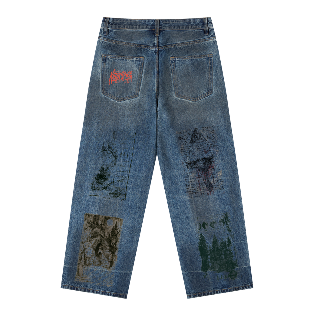 Vintage Wash Baggy Denim Jeans