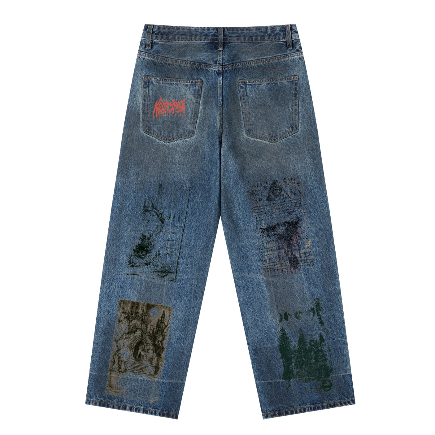 Vintage Wash Baggy Denim Jeans