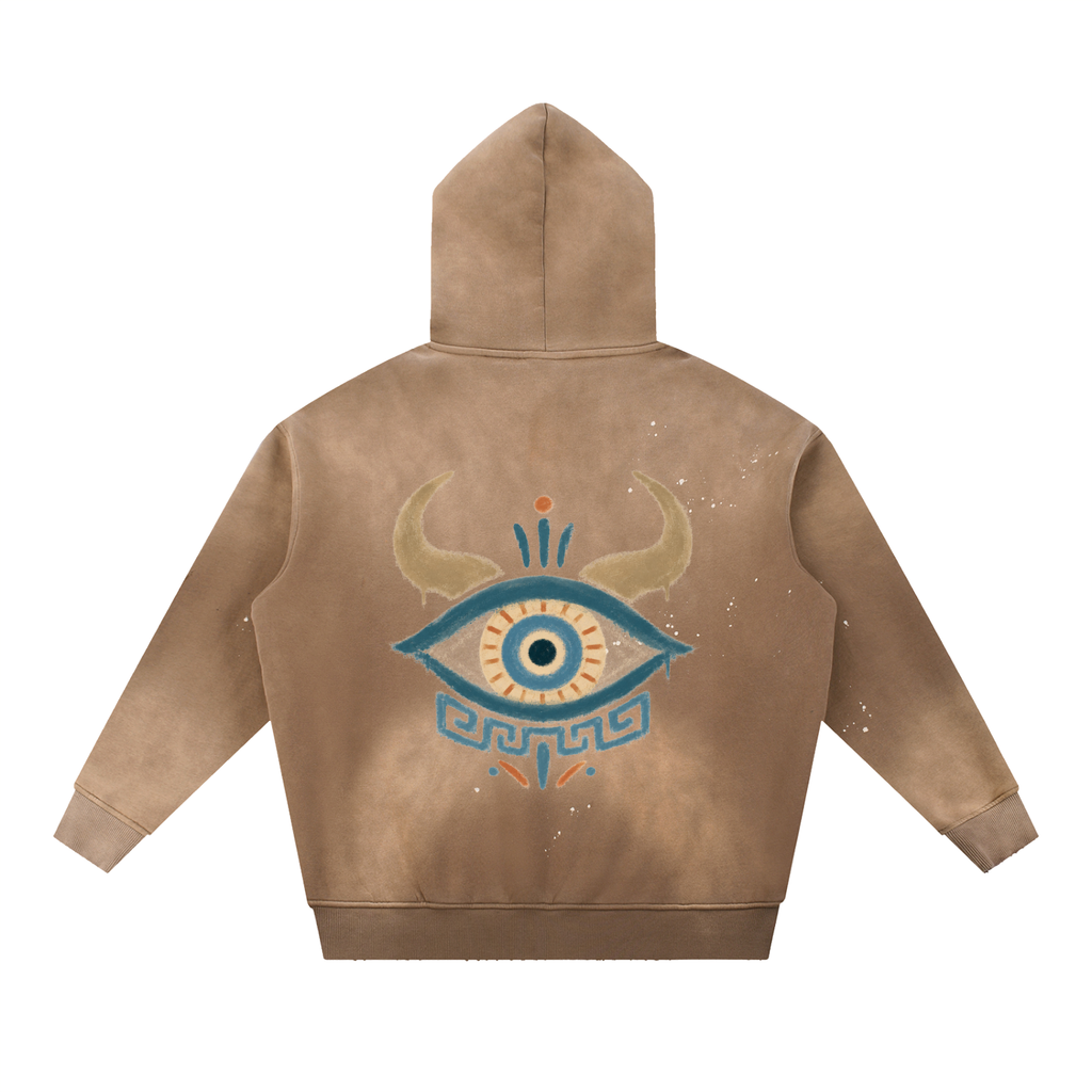 Vintage Washed Frayed Fleece Hoodie
