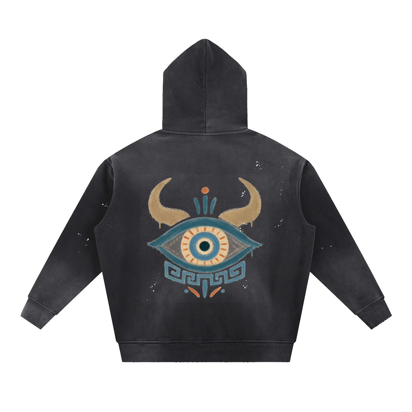 Vintage Washed Frayed Fleece Hoodie