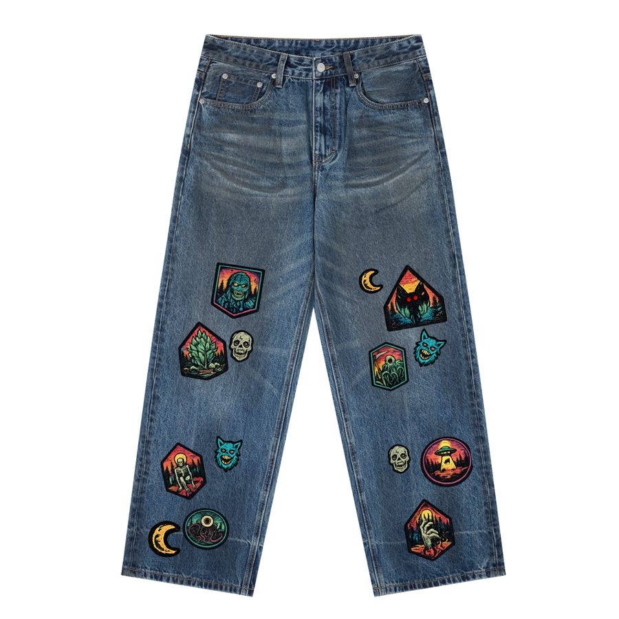 Vintage Wash Baggy Denim Jeans