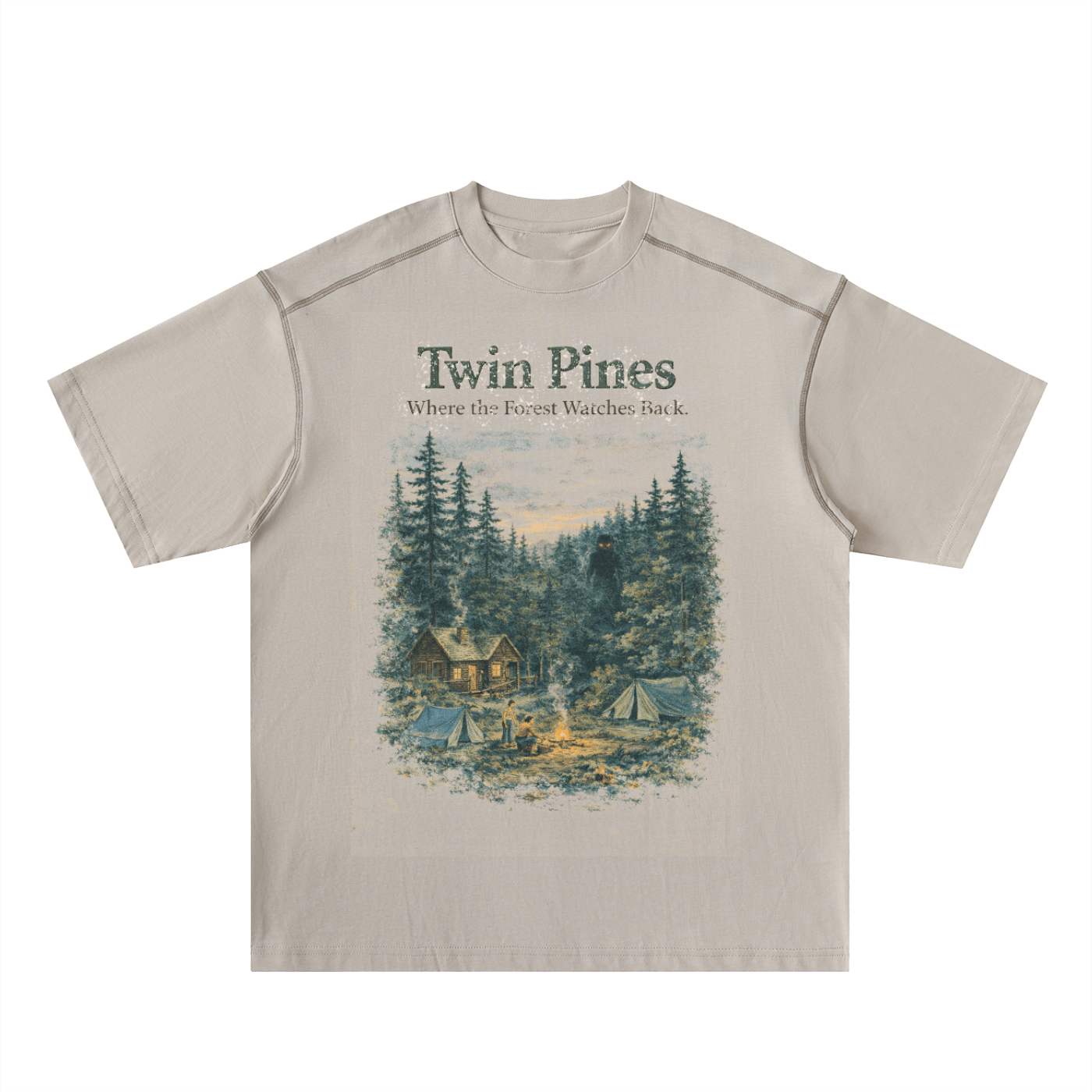 Twin Pines | Oversized Cotton Tee - KillerspiceKiller SpiceKillerspiceBeige Camel