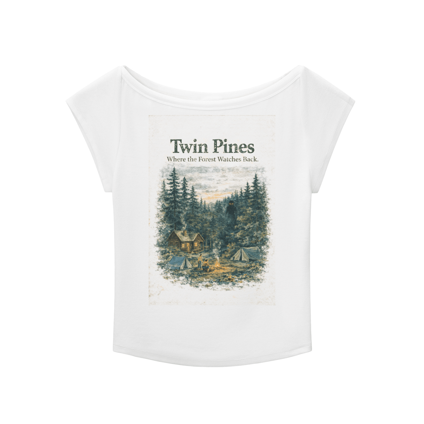 Twin Pines Wide Neck Baby Tee - KillerspiceKiller SpiceKillerspiceWhite