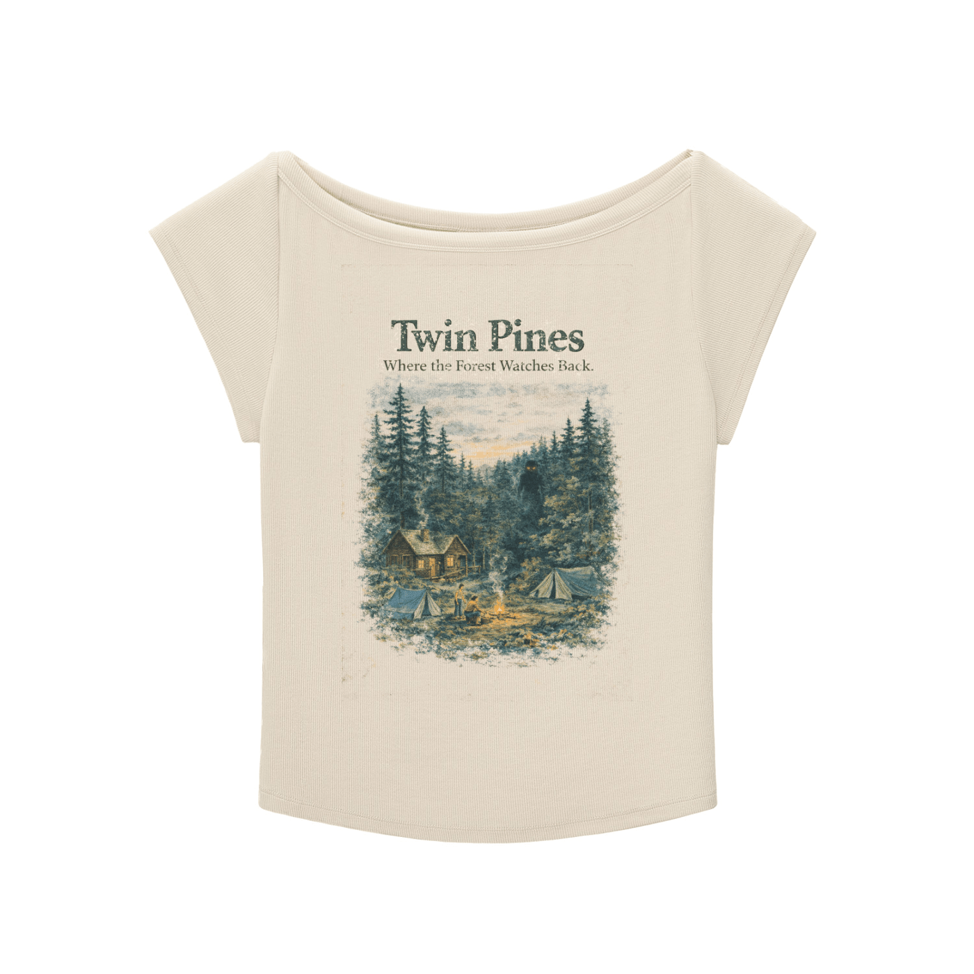 Twin Pines Wide Neck Baby Tee - KillerspiceKiller SpiceKillerspiceLight Apricot